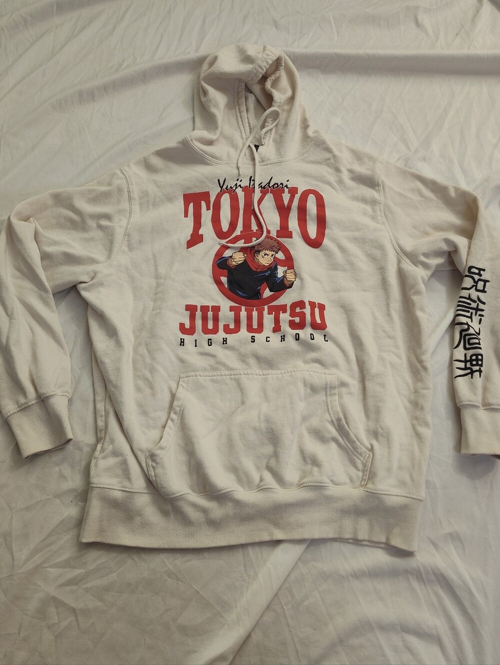 Crunchyroll Tokyo Jujutsu Kaisen High School Anime Hoodie Cream Red Size Large